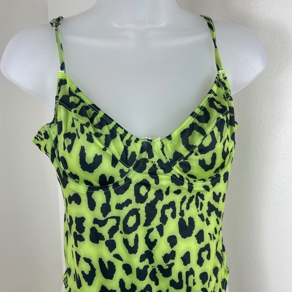 Neon Lime Green One Piece Swimsuit size Large - Picture 3 of 5